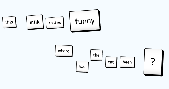 Magnet poem about milk tasting funny